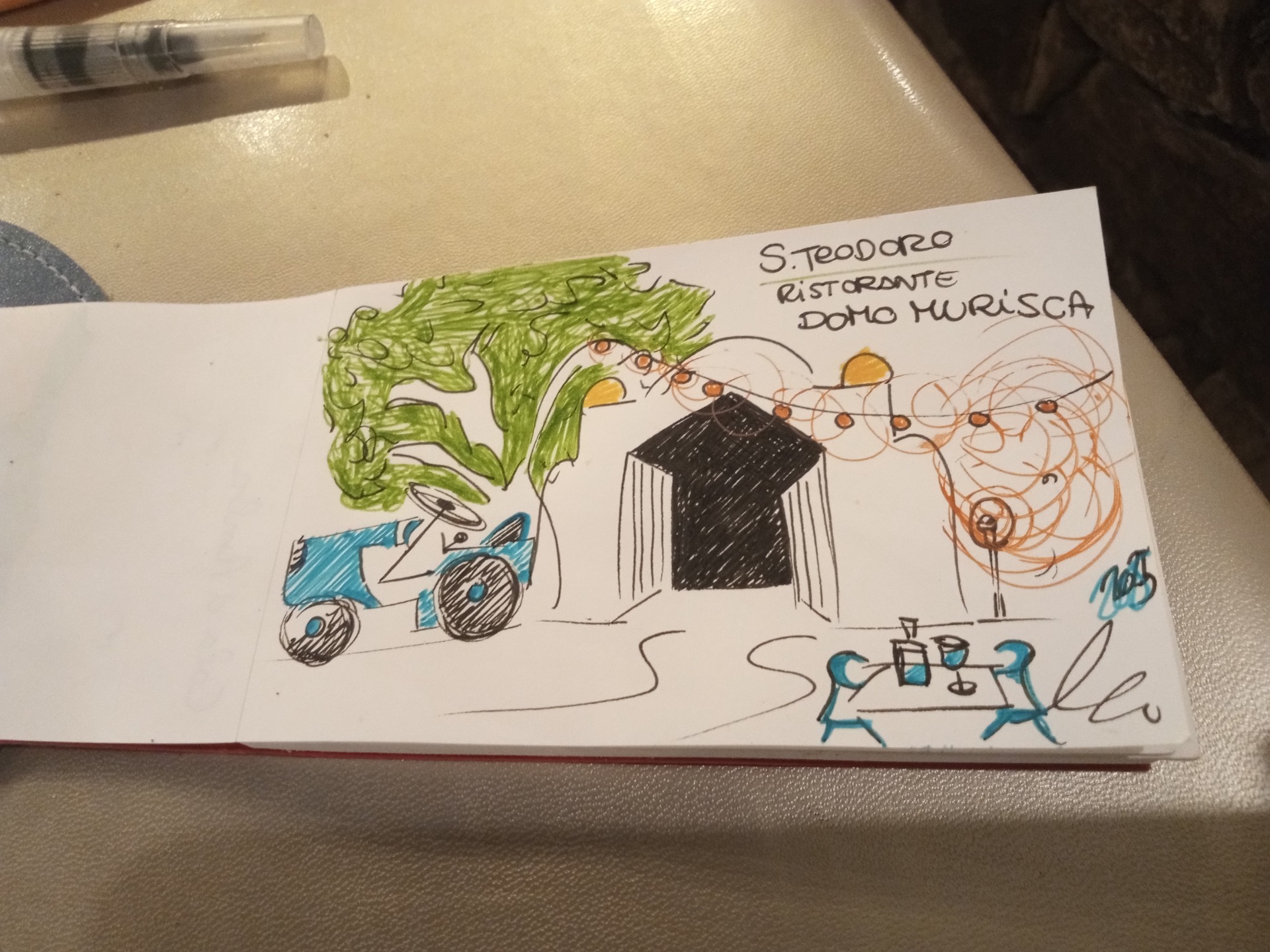 Penna di china e penna colorata "Legami" in_Urbansketch S.Teodoro.ristorazione. 100€ 