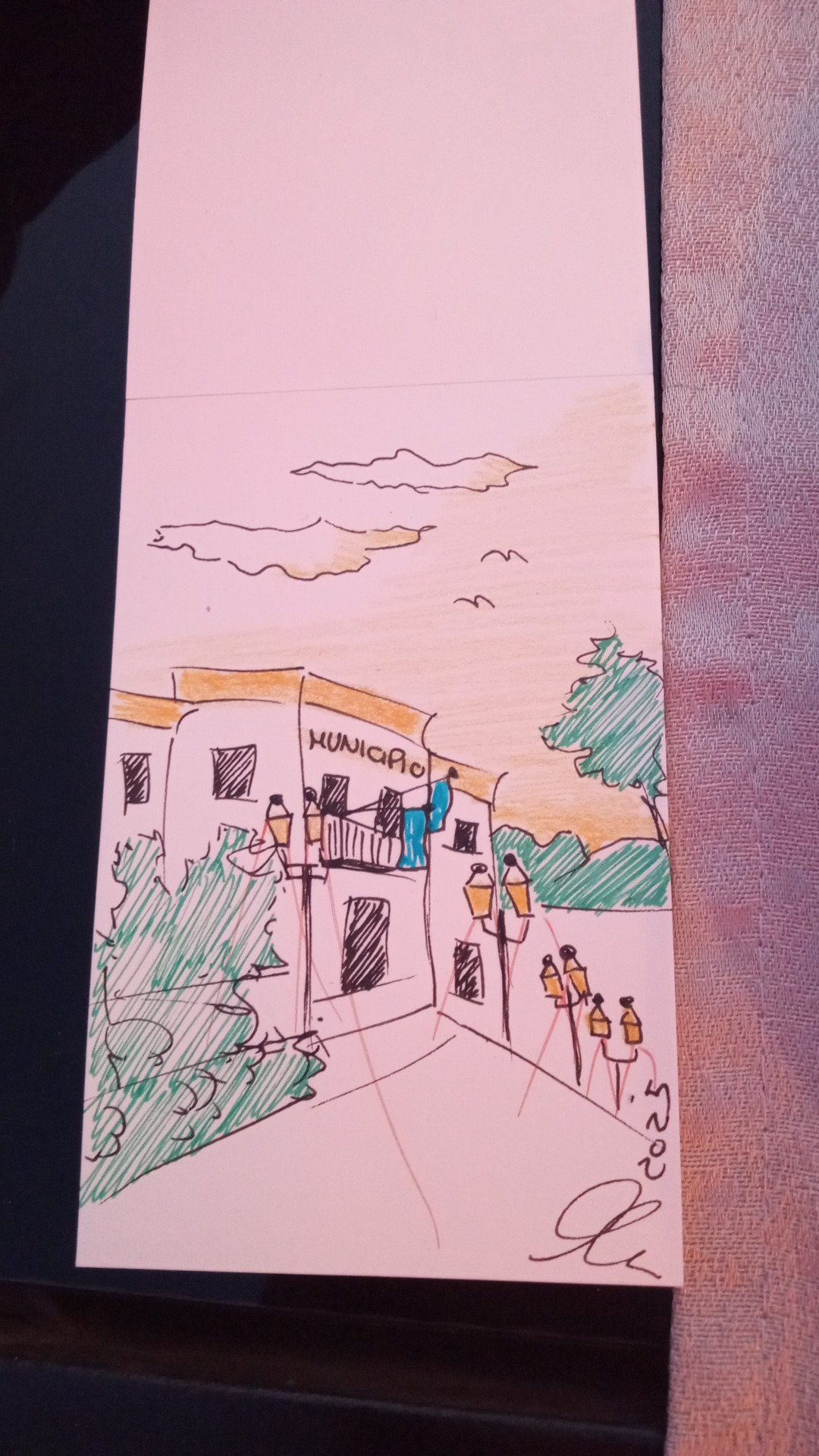 Penna di china e penna colorata "Legami" in_Urbansketch S.Teodoro.ristorazione, 100€ 